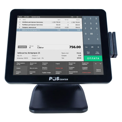 Сенсорный моноблок POSCenter POS101ES (15", PCAP, WB-J6412, RAM 8Gb, съемный SSD M2 256Gb, MSR, ДЯ-RJ11 24V) Windows 10 IoT Entry